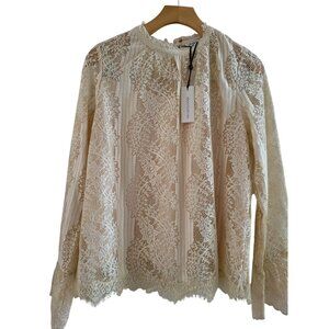 Heartloom Womens Cream lace blouse size Medium New Edwardian Victorian Romantic